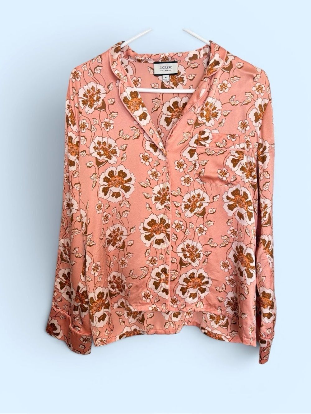 J. Crew Collection Silk pajama shirt in climbing floral 6